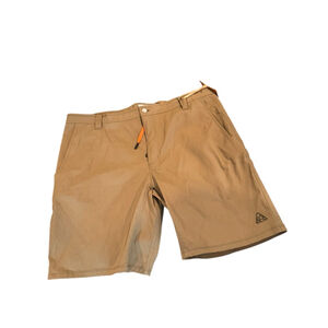 Men's LIVSN Khaki ecotrek Flat Front Shorts Waist 38 with Orange Accent k13